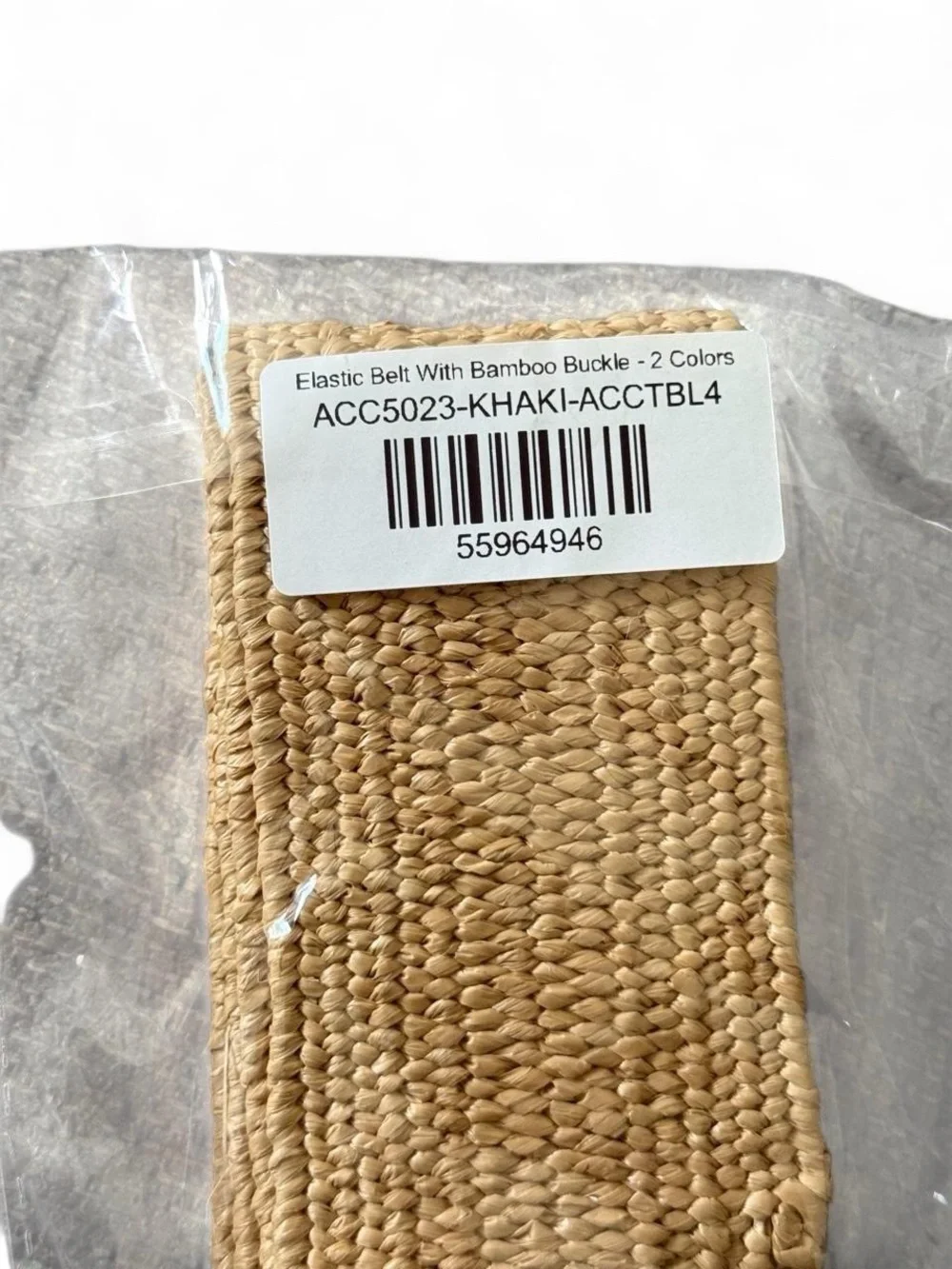 Neutral Woven Straw Belt with Bamboo Buckle